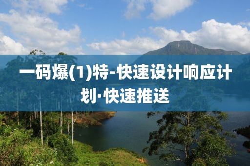 一碼爆(1)特-快速設(shè)計響應(yīng)計劃·快速推送