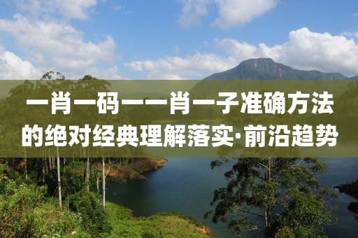 一肖一碼一一肖一子準(zhǔn)確方法的絕對經(jīng)典理解落實·前沿趨勢