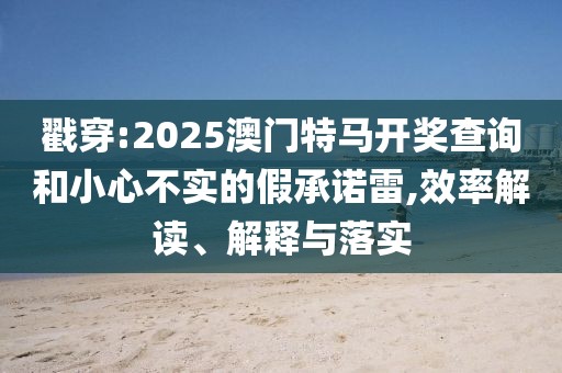 戳穿:2025澳門(mén)特馬開(kāi)獎(jiǎng)查詢(xún)和小心不實(shí)的假承諾雷,效率解讀、解釋與落實(shí)