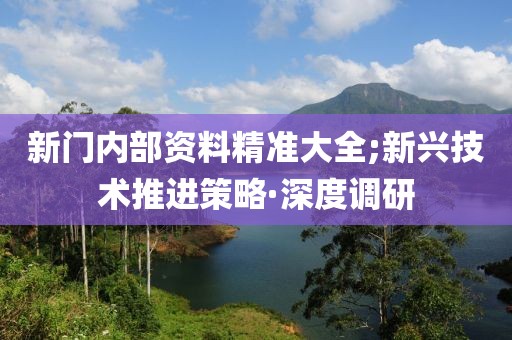新門內(nèi)部資料精準(zhǔn)大全;新興技術(shù)推進(jìn)策略·深度調(diào)研