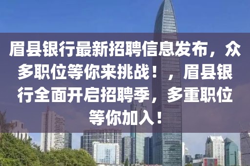 眉縣銀行最新招聘信息發(fā)布，眾多職位等你來挑戰(zhàn)！，眉縣銀行全面開啟招聘季，多重職位等你加入！