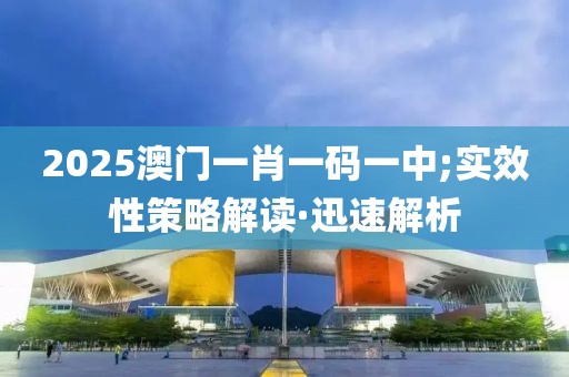 2025澳門一肖一碼一中;實效性策略解讀·迅速解析
