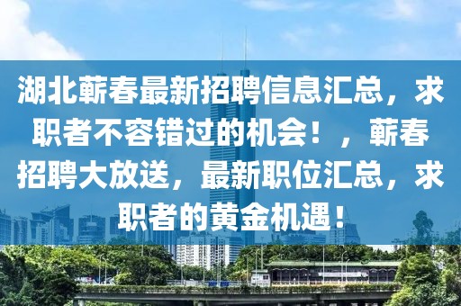 湖北蘄春最新招聘信息匯總，求職者不容錯過的機會！，蘄春招聘大放送，最新職位匯總，求職者的黃金機遇！