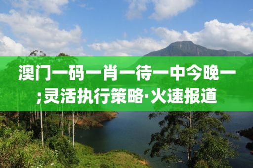 澳門一碼一肖一待一中今晚一;靈活執(zhí)行策略·火速報道
