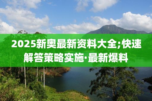 2025新奧最新資料大全;快速解答策略實施·最新爆料