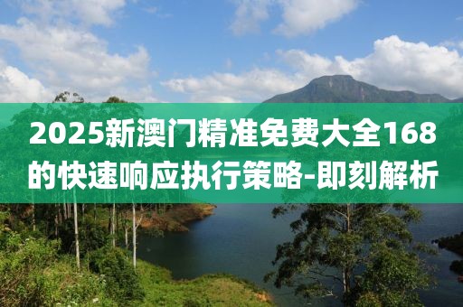 2025新澳門精準(zhǔn)免費(fèi)大全168的快速響應(yīng)執(zhí)行策略-即刻解析
