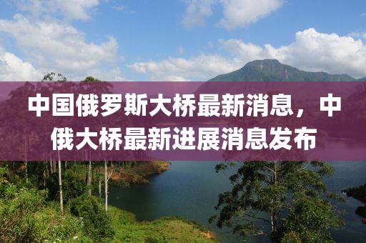 中國俄羅斯大橋最新消息，中俄大橋最新進展消息發(fā)布