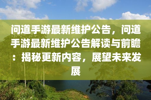 問道手游最新維護(hù)公告，問道手游最新維護(hù)公告解讀與前瞻：揭秘更新內(nèi)容，展望未來發(fā)展