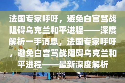 法國專家呼吁，避免白宮罵戰(zhàn)阻礙烏克蘭和平進程——深度解析一手消息，法國專家呼吁，避免白宮罵戰(zhàn)阻礙烏克蘭和平進程——最新深度解析