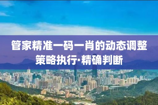 管家精準(zhǔn)一碼一肖的動(dòng)態(tài)調(diào)整策略執(zhí)行·精確判斷