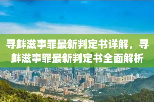尋釁滋事罪最新判定書詳解，尋釁滋事罪最新判定書全面解析