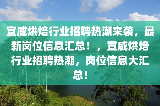 宣威烘焙行業(yè)招聘熱潮來襲，最新崗位信息匯總！，宣威烘焙行業(yè)招聘熱潮，崗位信息大匯總！