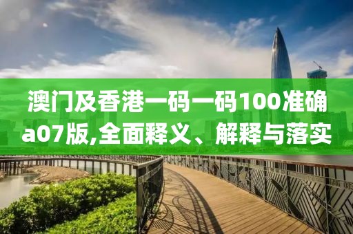 澳門及香港一碼一碼100準確a07版,全面釋義、解釋與落實