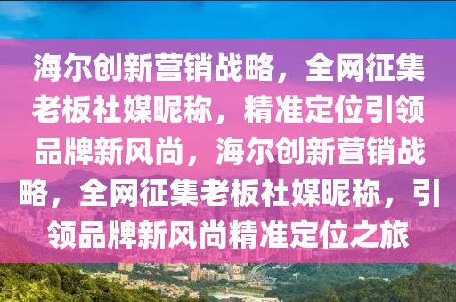 海爾創(chuàng)新營銷戰(zhàn)略，全網(wǎng)征集老板社媒昵稱，精準定位引領(lǐng)品牌新風(fēng)尚，海爾創(chuàng)新營銷戰(zhàn)略，全網(wǎng)征集老板社媒昵稱，引領(lǐng)品牌新風(fēng)尚精準定位之旅