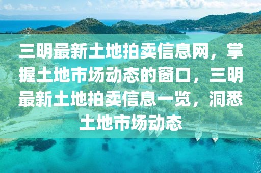 三明最新土地拍賣信息網(wǎng)，掌握土地市場動態(tài)的窗口，三明最新土地拍賣信息一覽，洞悉土地市場動態(tài)