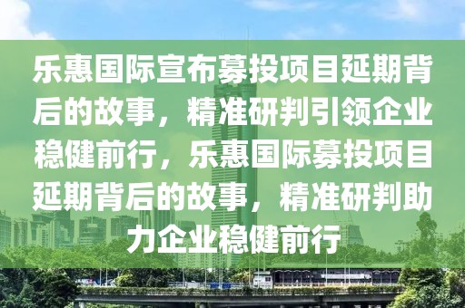 樂惠國際宣布募投項目延期背后的故事，精準研判引領(lǐng)企業(yè)穩(wěn)健前行，樂惠國際募投項目延期背后的故事，精準研判助力企業(yè)穩(wěn)健前行