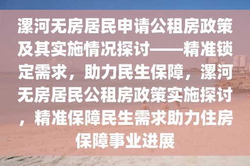 漯河無房居民申請公租房政策及其實施情況探討——精準(zhǔn)鎖定需求，助力民生保障，漯河無房居民公租房政策實施探討，精準(zhǔn)保障民生需求助力住房保障事業(yè)進展