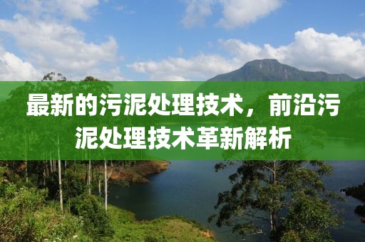 最新的污泥處理技術(shù)，前沿污泥處理技術(shù)革新解析