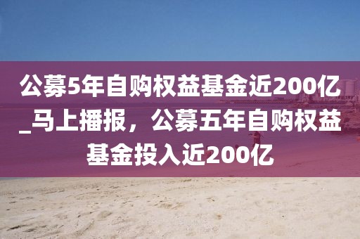 公募5年自購權(quán)益基金近200億_馬上播報(bào)，公募五年自購權(quán)益基金投入近200億