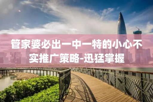管家婆必出一中一特的小心不實(shí)推廣策略-迅猛掌握