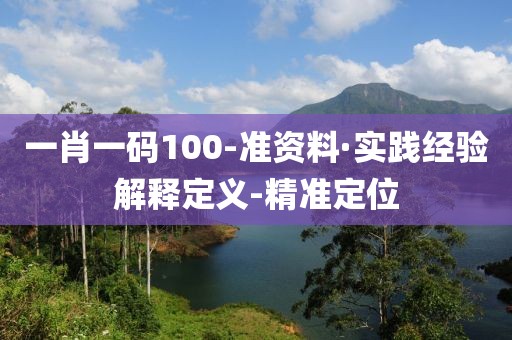 一肖一碼100-準(zhǔn)資料·實踐經(jīng)驗解釋定義-精準(zhǔn)定位