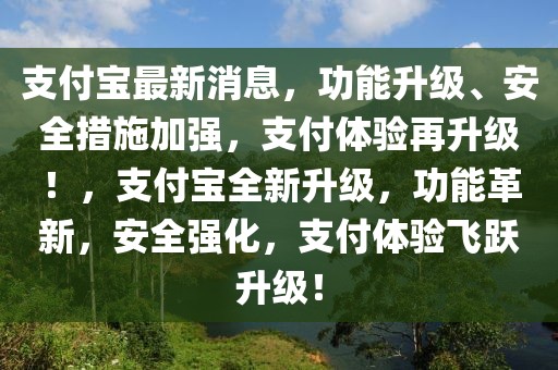 支付寶最新消息，功能升級(jí)、安全措施加強(qiáng)，支付體驗(yàn)再升級(jí)！，支付寶全新升級(jí)，功能革新，安全強(qiáng)化，支付體驗(yàn)飛躍升級(jí)！