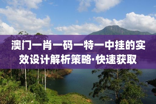 澳門一肖一碼一特一中掛的實(shí)效設(shè)計(jì)解析策略·快速獲取