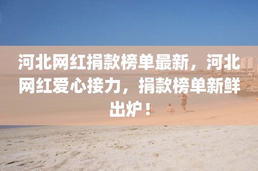 河北網(wǎng)紅捐款榜單最新，河北網(wǎng)紅愛心接力，捐款榜單新鮮出爐！