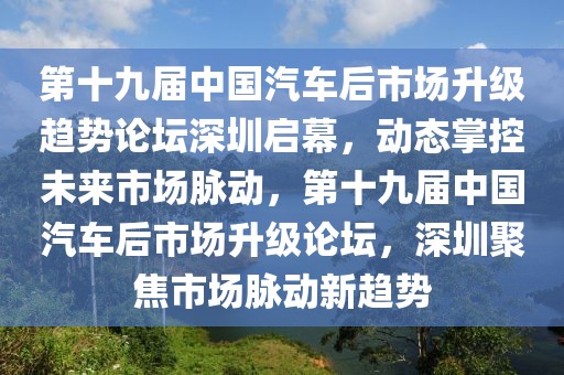 第十九屆中國汽車后市場升級趨勢論壇深圳啟幕，動態(tài)掌控未來市場脈動，第十九屆中國汽車后市場升級論壇，深圳聚焦市場脈動新趨勢