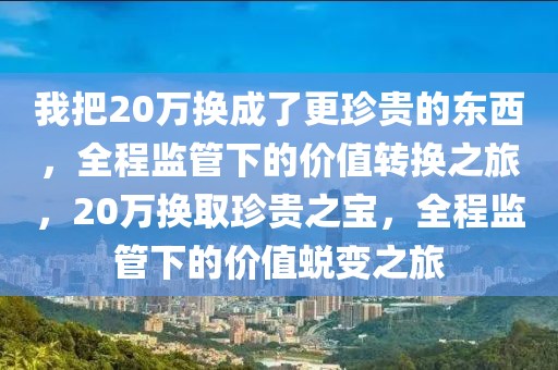 我把20萬換成了更珍貴的東西，全程監(jiān)管下的價值轉(zhuǎn)換之旅，20萬換取珍貴之寶，全程監(jiān)管下的價值蛻變之旅