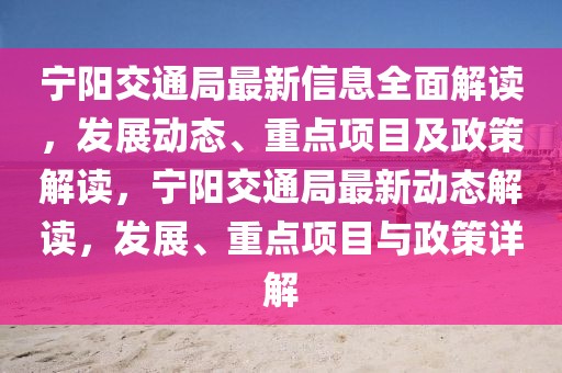寧陽交通局最新信息全面解讀，發(fā)展動態(tài)、重點項目及政策解讀，寧陽交通局最新動態(tài)解讀，發(fā)展、重點項目與政策詳解