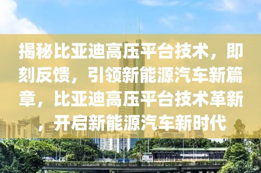 揭秘比亞迪高壓平臺技術，即刻反饋，引領新能源汽車新篇章，比亞迪高壓平臺技術革新，開啟新能源汽車新時代