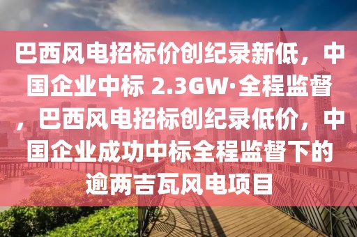 巴西風(fēng)電招標(biāo)價(jià)創(chuàng)紀(jì)錄新低，中國(guó)企業(yè)中標(biāo) 2.3GW·全程監(jiān)督，巴西風(fēng)電招標(biāo)創(chuàng)紀(jì)錄低價(jià)，中國(guó)企業(yè)成功中標(biāo)全程監(jiān)督下的逾兩吉瓦風(fēng)電項(xiàng)目