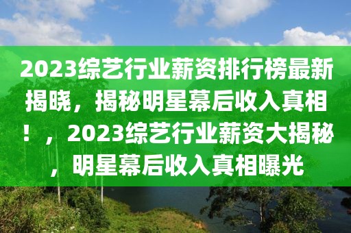 2023綜藝行業(yè)薪資排行榜最新揭曉，揭秘明星幕后收入真相！，2023綜藝行業(yè)薪資大揭秘，明星幕后收入真相曝光