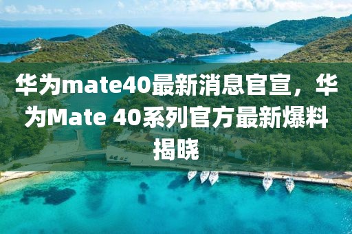 華為mate40最新消息官宣，華為Mate 40系列官方最新爆料揭曉